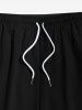Short de plage hawaïen grande taille avec cordon de serrage et imprimé cocotier peint à la main pour homme - Noir 5XL