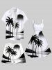 Plus Size Coconut Tree Sun Sea Print Hawaii Drawstring Beach Shorts For Men -  