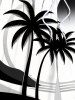 Plus Size Coconut Tree Sun Sea Print Hawaii Drawstring Beach Shorts For Men -  
