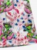Plus Size Flamingo Swimming Lap Alien Hibiscus Flower Print Hawaii Beach Shorts For Men -  