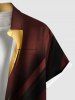 Plus Size Curve Light Beam Ombre Colorblock Print Buttons Pocket Shirt For Men -  