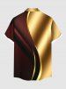Plus Size Curve Light Beam Ombre Colorblock Print Buttons Pocket Shirt For Men -  