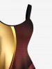 Plus Size Curve Light Beam Ombre Colorblock Print Tank Dress -  