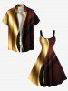 Plus Size Curve Light Beam Ombre Colorblock Print Tank Dress -  