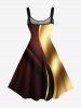 Plus Size Curve Light Beam Ombre Colorblock Print Tank Dress -  