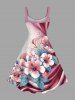 Plus Size Hibiscus Flower Leaf Ombre Colorblock Print Hawaii Tank Dress -  