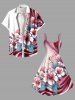 Plus Size Hibiscus Flower Leaf Ombre Colorblock Print Hawaii Tank Dress -  