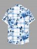 Chemise hawaïenne grande taille à carreaux et imprimé fleurs de pivoine pour homme - Bleu clair M