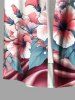 Plus Size Hibiscus Flower Leaf Ombre Colorblock Print Buttons Pocket Hawaii Shirt For Men -  