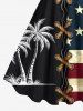 Plus Size Patriotic American Flag Coconut Tree Lace Up 3D Print Tank Dress -  
