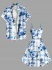 Plus Size Peony Flowers Plaid Print Hawaii Tank Dress -  