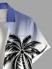 Plus Size Coconut Tree Cloud Sun Seascape Print Buttons Pocket Hawaii Shirt For Men -  
