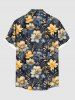 Plus Size Flowers Leaf Print Buttons Pocket Hawaii Shirt For Men -  