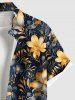 Plus Size Flowers Leaf Print Buttons Pocket Hawaii Shirt For Men -  