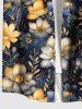 Plus Size Flowers Leaf Print Buttons Pocket Hawaii Shirt For Men -  