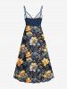 Plus Size Flowers Leaf Print Surplice Hawaii Cami Dress -  