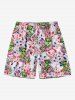 Flamingo Alien Tropical Leaf Flower Print Plus Size Matching Hawaii Beach Outfit For Couples -  