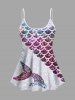 Maillot de bain grande taille à imprimé écailles de poisson et bulles, motif ombré pailleté, tenue de plage hawaïenne assortie pour couples - Pourpre  