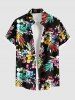 Ensemble chemise et barboteuse hawaïennes assorties, grande taille, tenue de plage, imprimé feuilles tropicales colorées, pour couples - Noir 