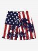 Patriotic American Flag Coconut Tree Print Plus Size Matching Outfit For Couples -  