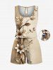 Matching Hawaii Shirt and Romper Plus Size Beach Outfit Ombre Flower Branch Curve Print For Couples -  