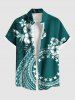 Foulard imprimé fleurs d'hibiscus et étoiles, grande taille, tenue de plage hawaïenne assortie pour couples - Vert profond 