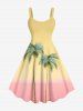 Coconut Tree Colorblock Print Plus Size Matching Hawaii Beach Outfit For Couples -  