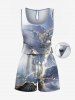 Matching Hawaii Shirt and Romper Plus Size Beach Outfit Satellite Map Galaxy Printed for Couples -  