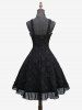 Gothic Daisy Flower Jacquard Bowknot Cinched Lace Up Ruffles Chiffon Trim Patchwork A Line Tank Dress -  