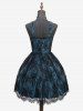 Gothic Floral Lace Overlay Cross Chain Layered Ruffles A Line Tank Dress -  