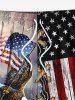 Plus Size 3D Lace Up Patriotic American Flag Eagle Print Drawstring Pocket Beach Shorts For Men -  