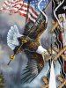 Plus Size 3D Lace Up Patriotic American Flag Eagle Print Drawstring Pocket Beach Shorts For Men -  