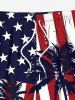 Plus Size Coconut Tree Patriotic American Flag Print Hawaii Drawstring Pocket Beach Shorts For Men -  