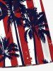 Plus Size Coconut Tree Patriotic American Flag Print Hawaii Drawstring Pocket Beach Shorts For Men -  