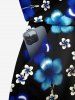Plus Size Ombre Hibiscus Flower Print Hawaii Drawstring Pocket Romper -  