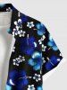 Plus Size Ombre Hibiscus Flower Print Hawaii Button Pocket Shirt For Men -  