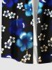 Chemise hawaïenne grande taille à imprimé fleurs d'hibiscus ombré et poches boutonnées pour homme - Bleu profond 6XL
