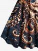 Robe débardeur trapèze hawaïenne grande taille à imprimé poulpe, planète et galaxie - Bleu profond 6X