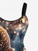 Robe débardeur trapèze hawaïenne grande taille à imprimé poulpe, planète et galaxie - Bleu profond 6X