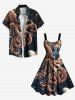 Robe débardeur trapèze hawaïenne grande taille à imprimé poulpe, planète et galaxie - Bleu profond 6X