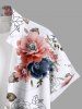 Plus Size Two Tone Flower Leaf Print Hawaii Button Pocket Shirt For Men -  