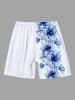 Plus Size Hibiscus Flower Tropical Print Hawaii Beach Shorts For Men -  
