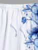 Plus Size Hibiscus Flower Tropical Print Hawaii Beach Shorts For Men -  