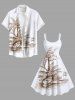 Plus Size Coconut Tree Sea Sailboat Print Hawaii A Line Tank Dress -  
