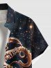 Plus Size Octopus Planet Galaxy Print Hawaii Button Pocket Shirt For Men -  