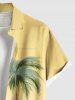 Plus Size Coconut Tree Colorblock Print Buttons Pocket Hawaii Shirt For Men -  