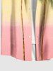 Plus Size Coconut Tree Colorblock Print Buttons Pocket Hawaii Shirt For Men -  