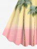 Plus Size Coconut Tree Colorblock Print Hawaii Tank Dress -  