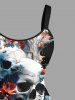 Plus Size Skulls Rose Flower Print Hawaii Tank Dress -  