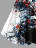 Plus Size Skulls Rose Flower Print Hawaii Tank Dress -  